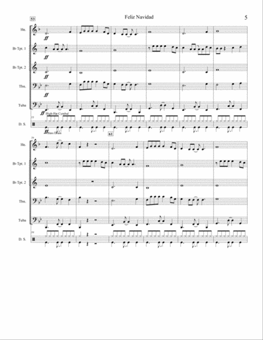 Feliz Navidad Brass Ensemble scores gallery preview page 6