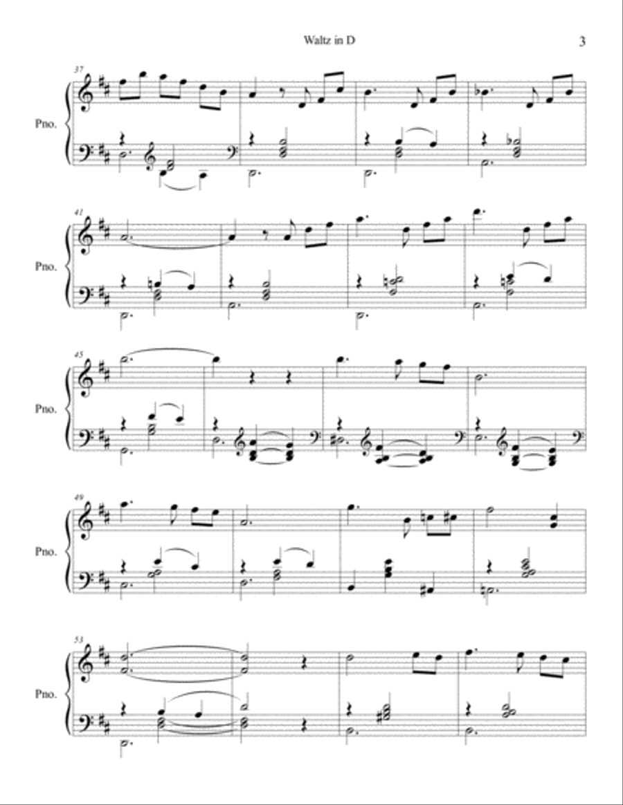 Waltz in D, subtitle: Wiener Nacht (Vienna Night) Piano Solo scores gallery preview page 3