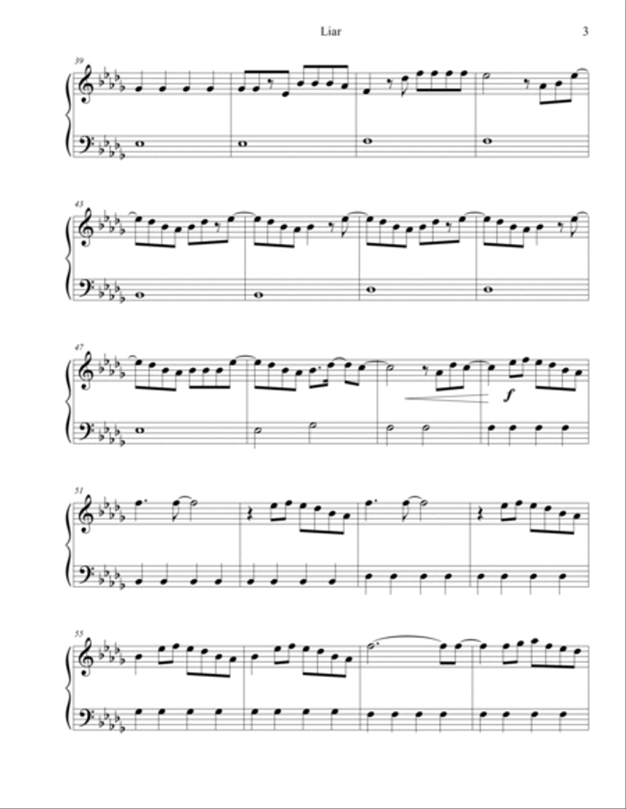 Liar Easy Piano scores gallery preview page 3