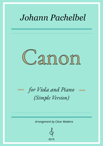 Pachelbel's Canon for Viola and Piano - Simple Version (Full Score) image number null
