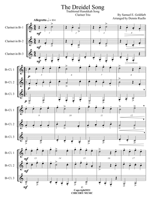The Dreidel Song - Clarinet Trio - Intermediate