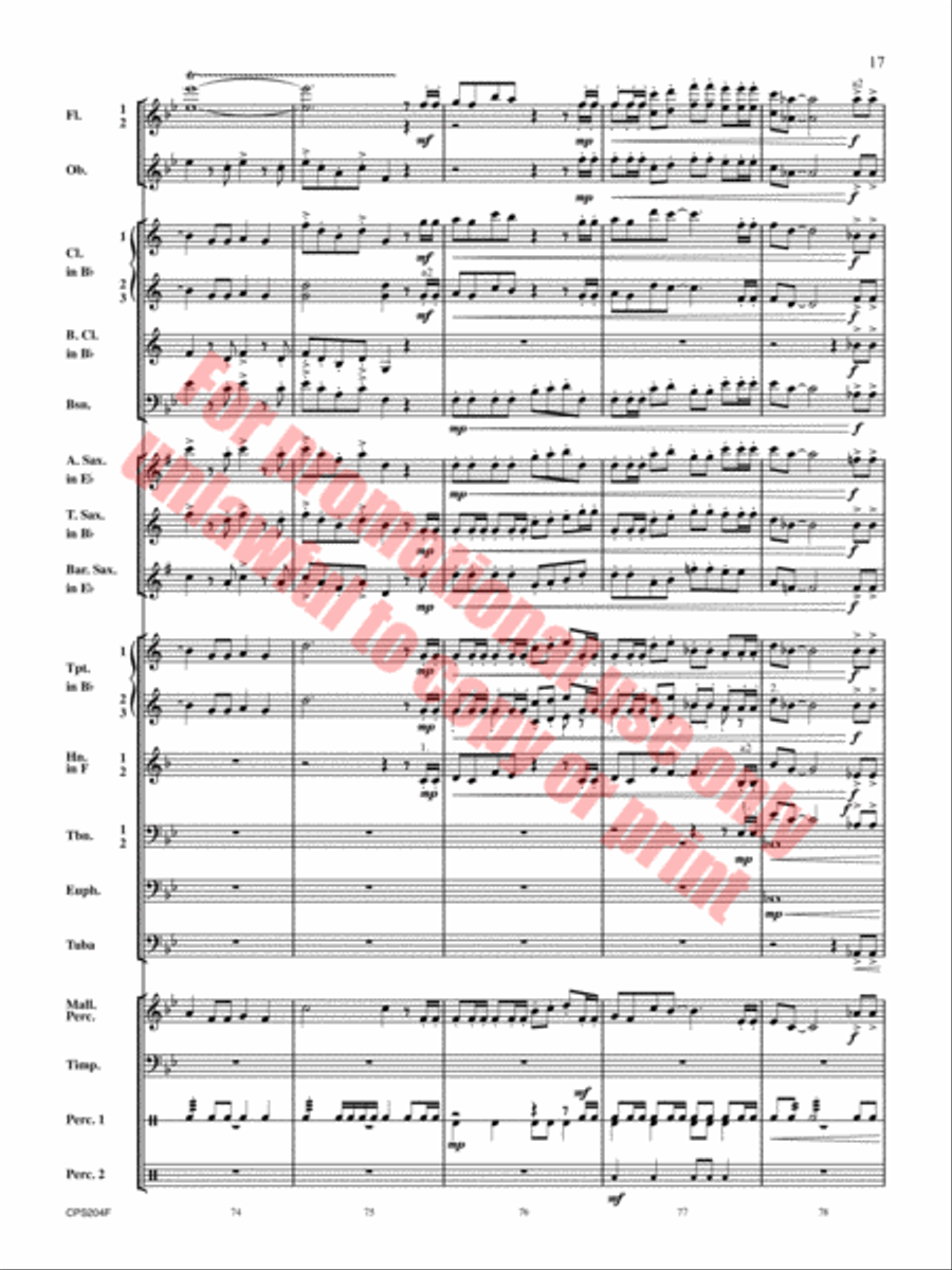Happy Birthday Theme and Variations Concert Band scores gallery preview page 18