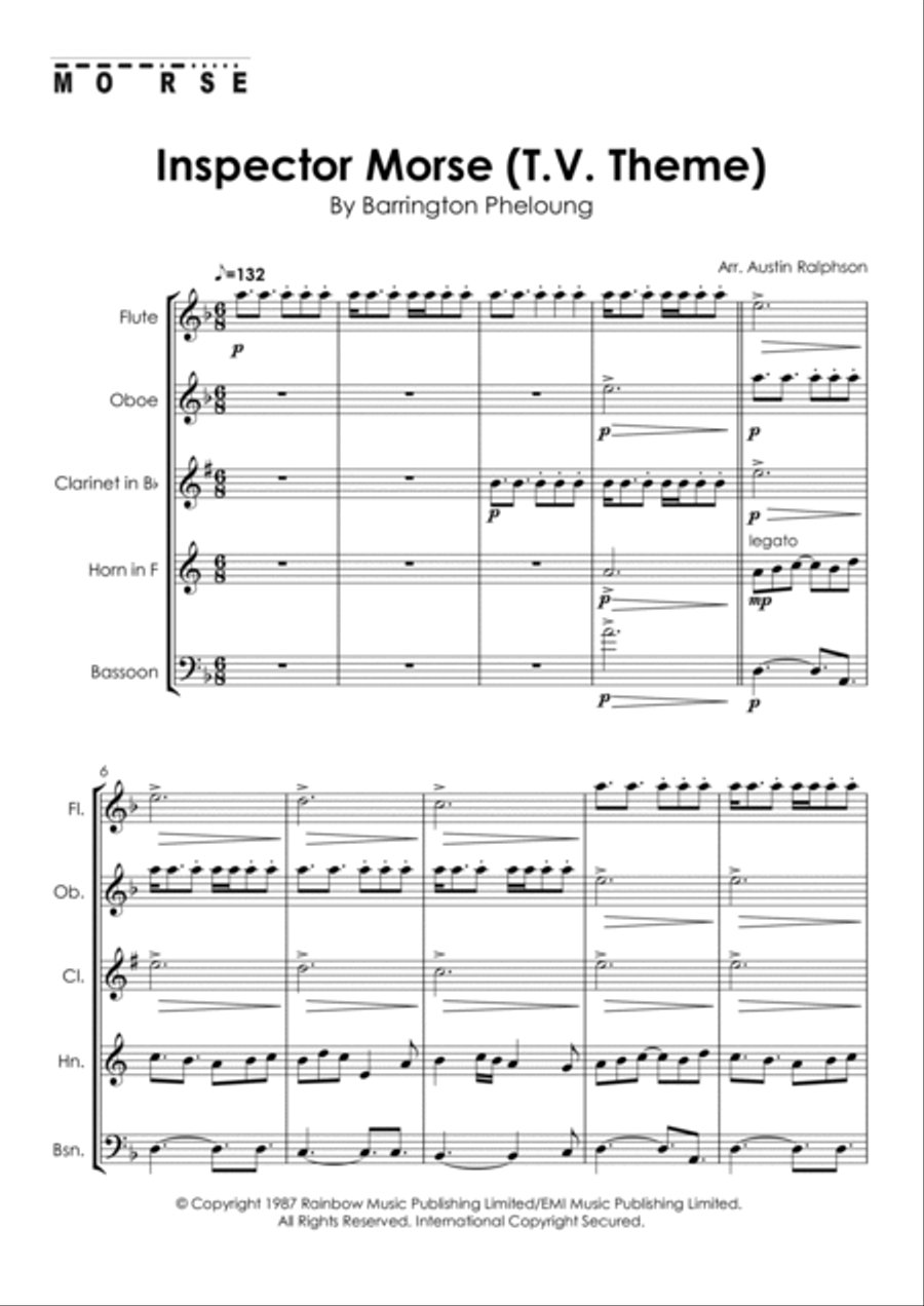 Inspector Morse Woodwind Quintet scores gallery preview page 5