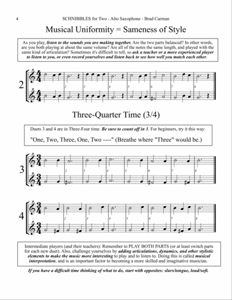 SCHNIBBLES for Two: 101 Easy Practice Duets for Band: ALTO SAXOPHONE Woodwind Duet scores gallery preview page 5