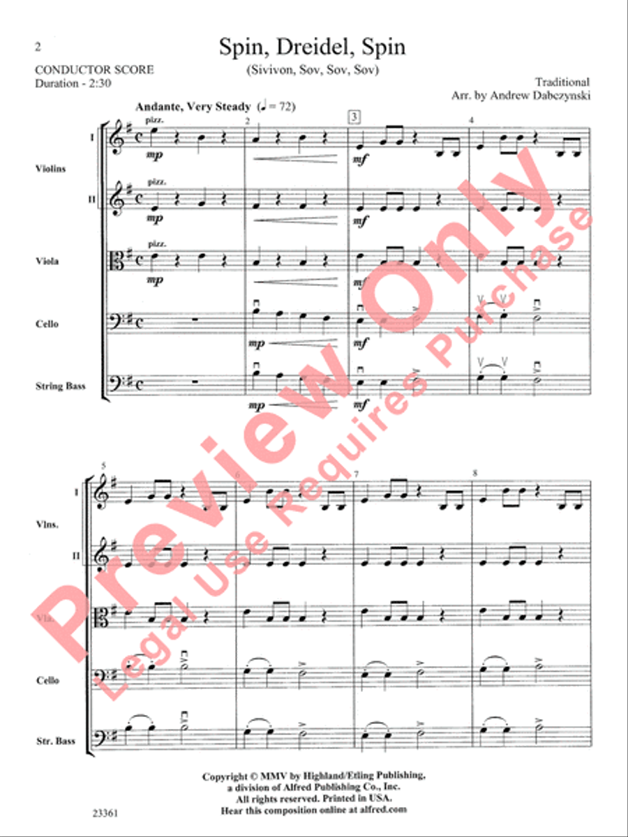 Spin, Dreidel, Spin String Orchestra scores gallery preview page 3
