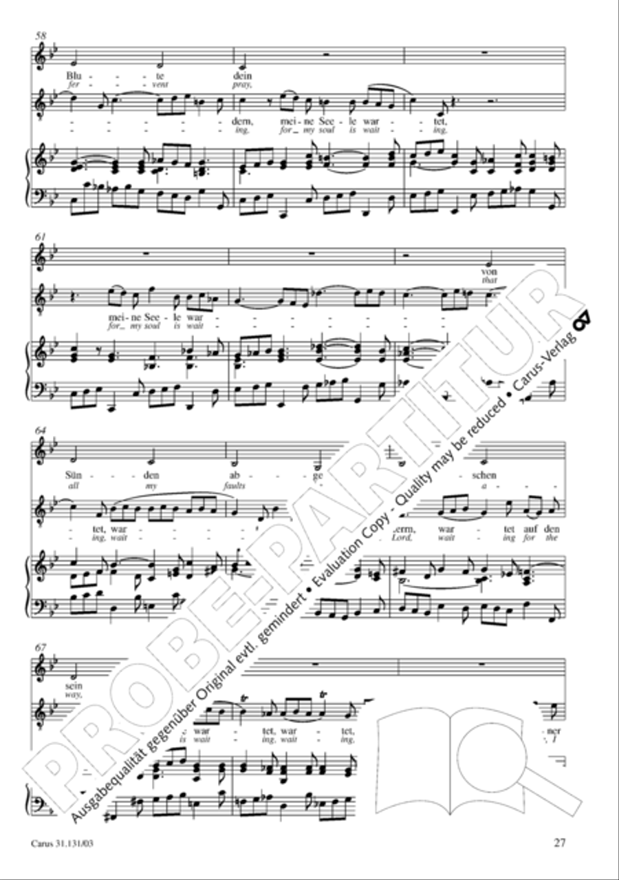 Form the deep, Lord, cried I, Lord, to Thee (Aus der Tiefe rufe ich, Herr, zu dir) 4-Part scores gallery preview page 28