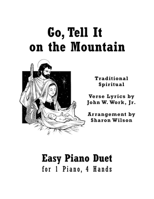 Go, Tell It on the Mountain (Easy Piano Duet; 1 Piano, 4 Hands)