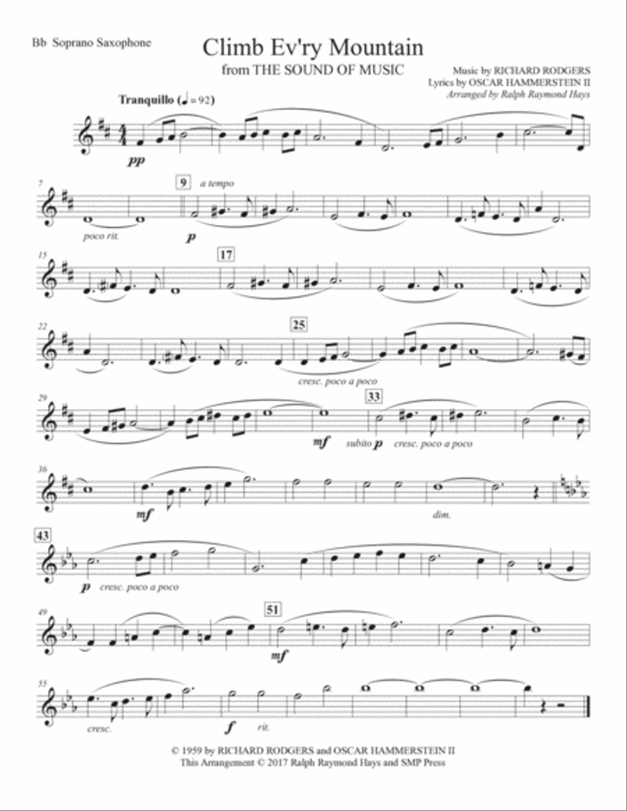 Climb Ev'ry Mountain Saxophone Quartet scores gallery preview page 5