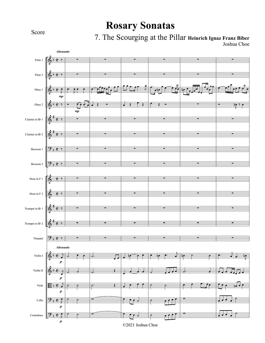 Rosary Sonatas: The Scourging at the Pillar Full Orchestra scores gallery preview page 1