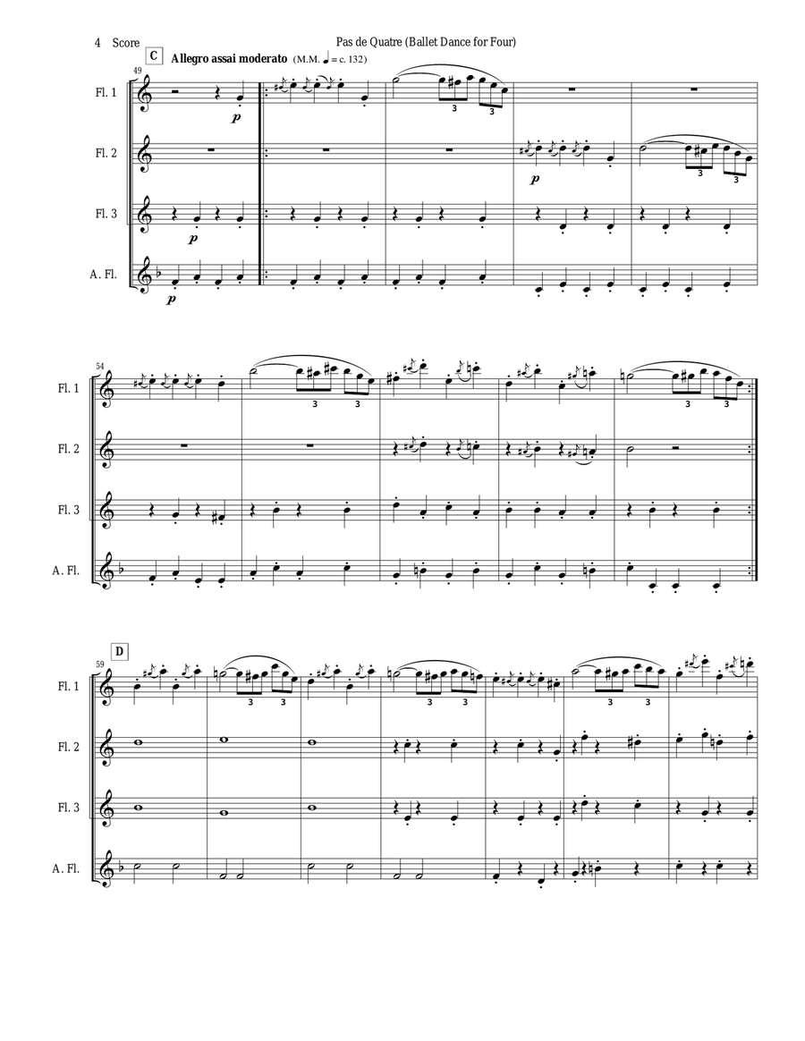 Verdi - Ballet Music set for flute quartet (from Jerusalem Act III) Flute Quartet scores gallery preview page 4