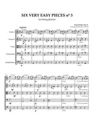 Book cover for Six Very Easy Pieces nº 3 (Andante) - For String Quintet