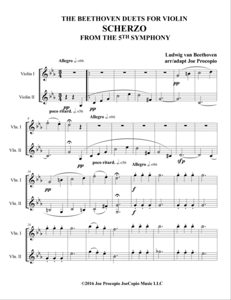 THE BEETHOVEN DUETS FOR VIOLIN SCHERZO NO 5 String Duet scores gallery preview page 4