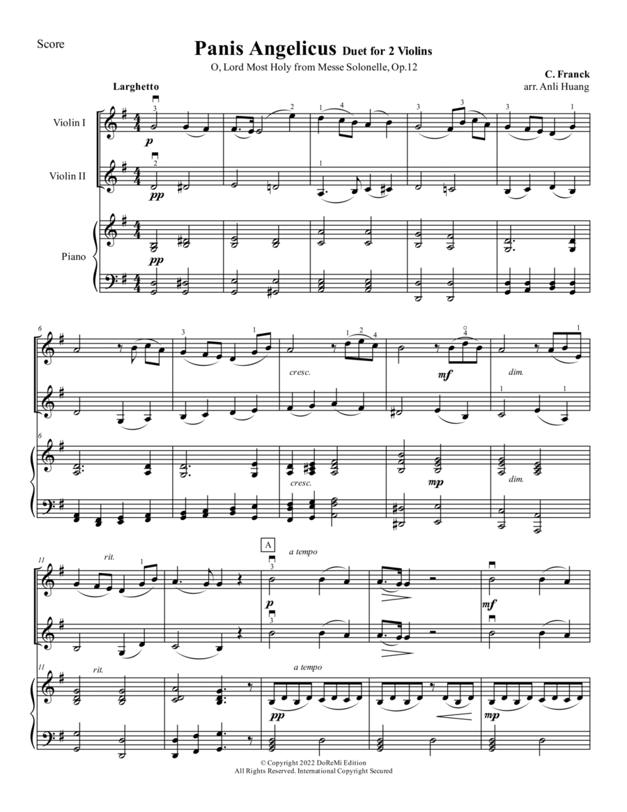 Panis Angelicus Duet for 2 Violins String Duet scores gallery preview page 1