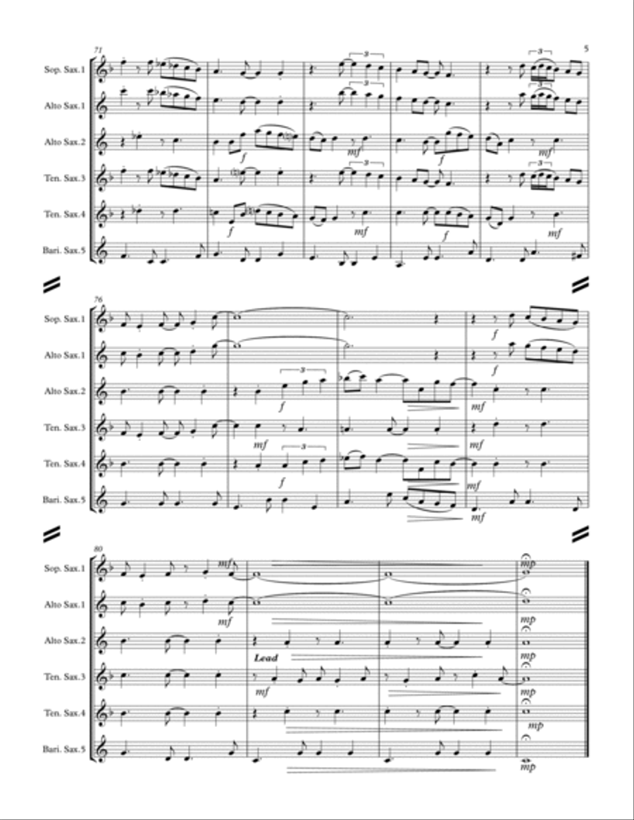 Quiet Nights Of Quiet Stars (Corcovado) Saxophone Quintet scores gallery preview page 6