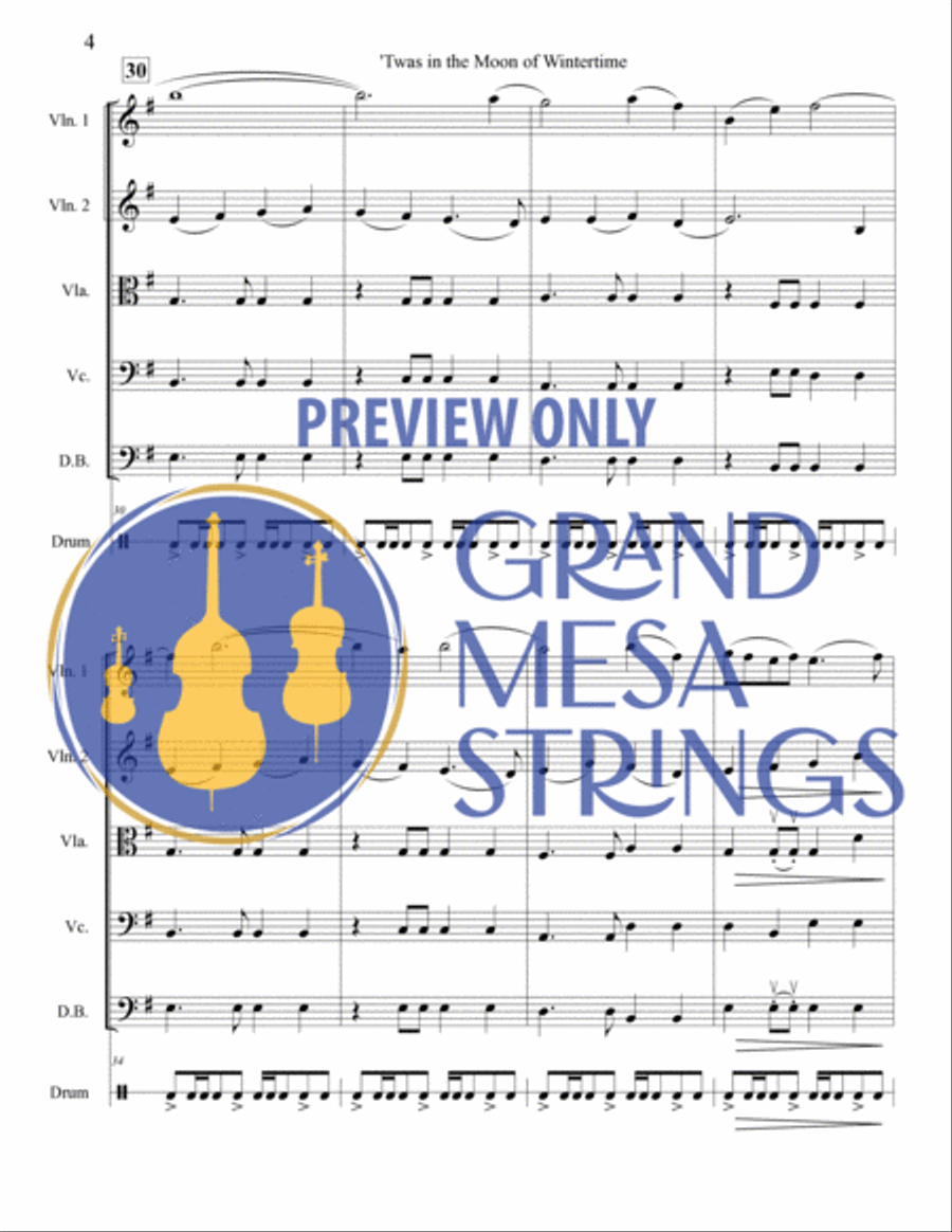 Twas in the Moon of Wintertime Twas in the Moon of Wintertime String Orchestra scores gallery preview page 5