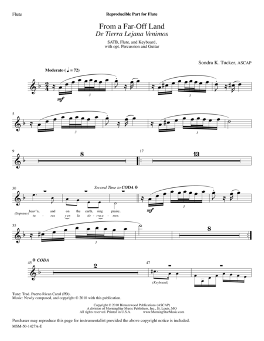 From a Far-Off Land De Tierra Lejana Venimos Choir scores gallery preview page 1