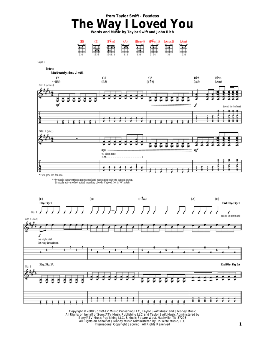 The Way I Loved You Acoustic Guitar scores gallery preview page 1
