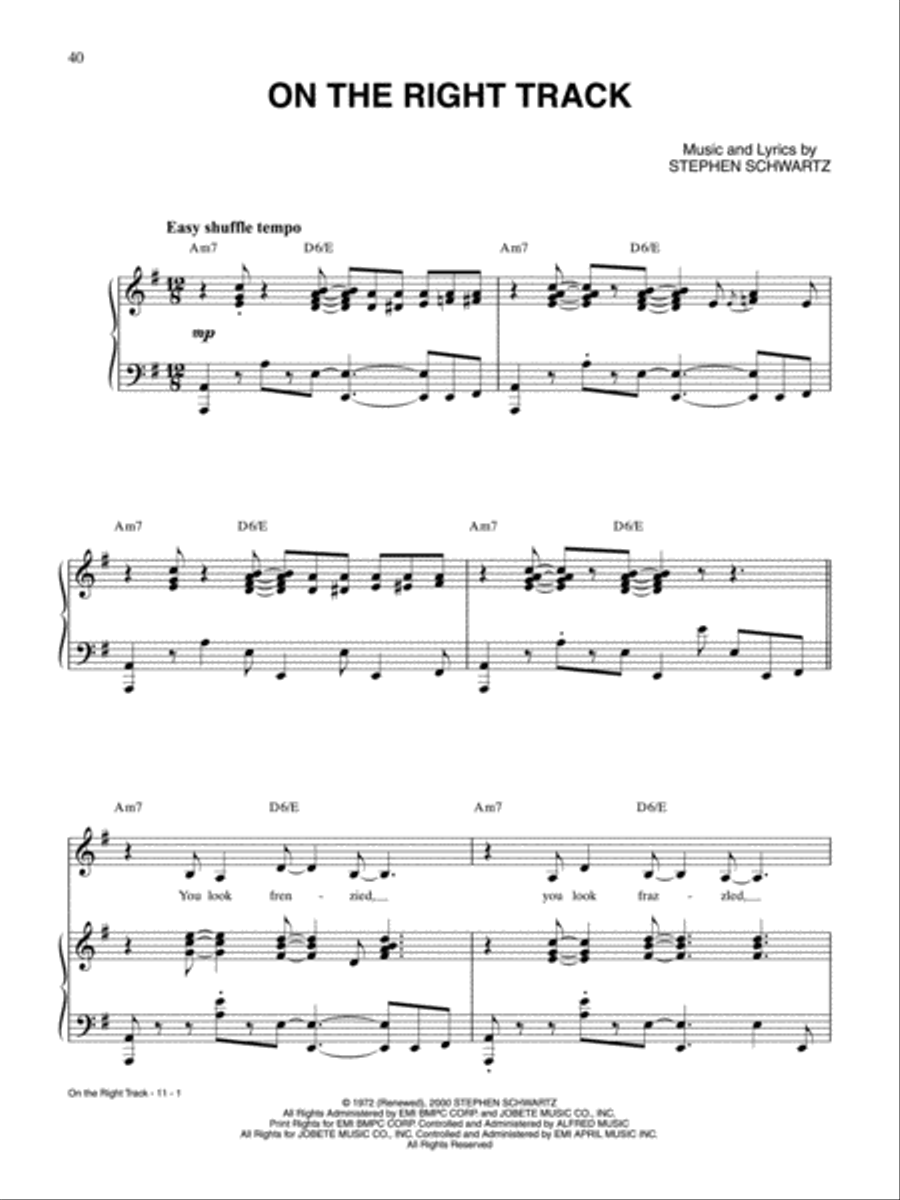 On the Right Track (from Pippin) Piano, Vocal, Guitar scores gallery preview page 1