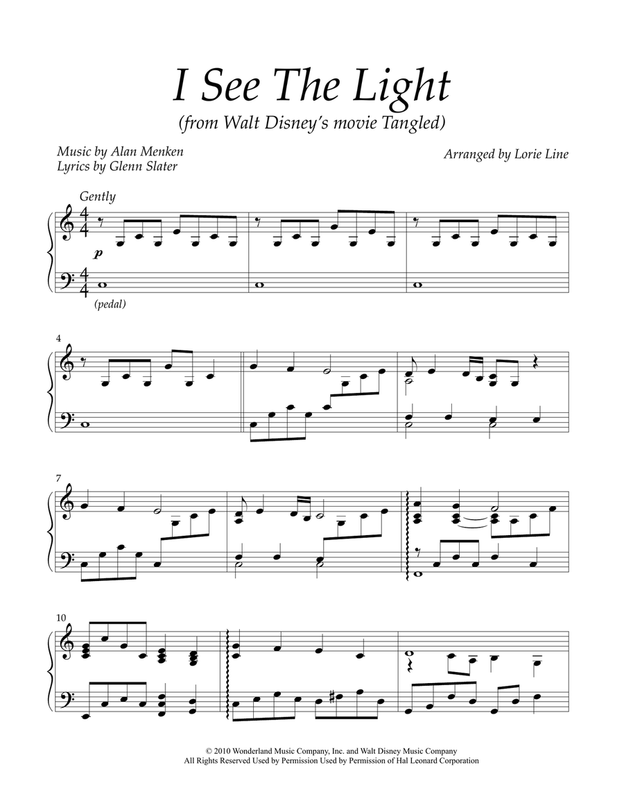 I See The Light Piano Solo scores gallery preview page 1