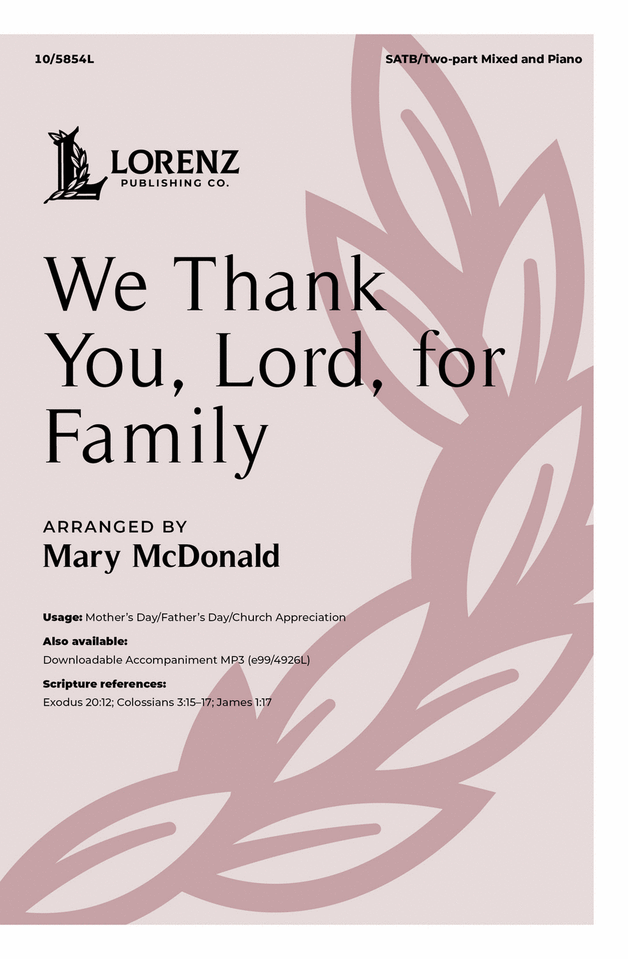 We Thank You, Lord, for Family 4-Part scores gallery preview page 1