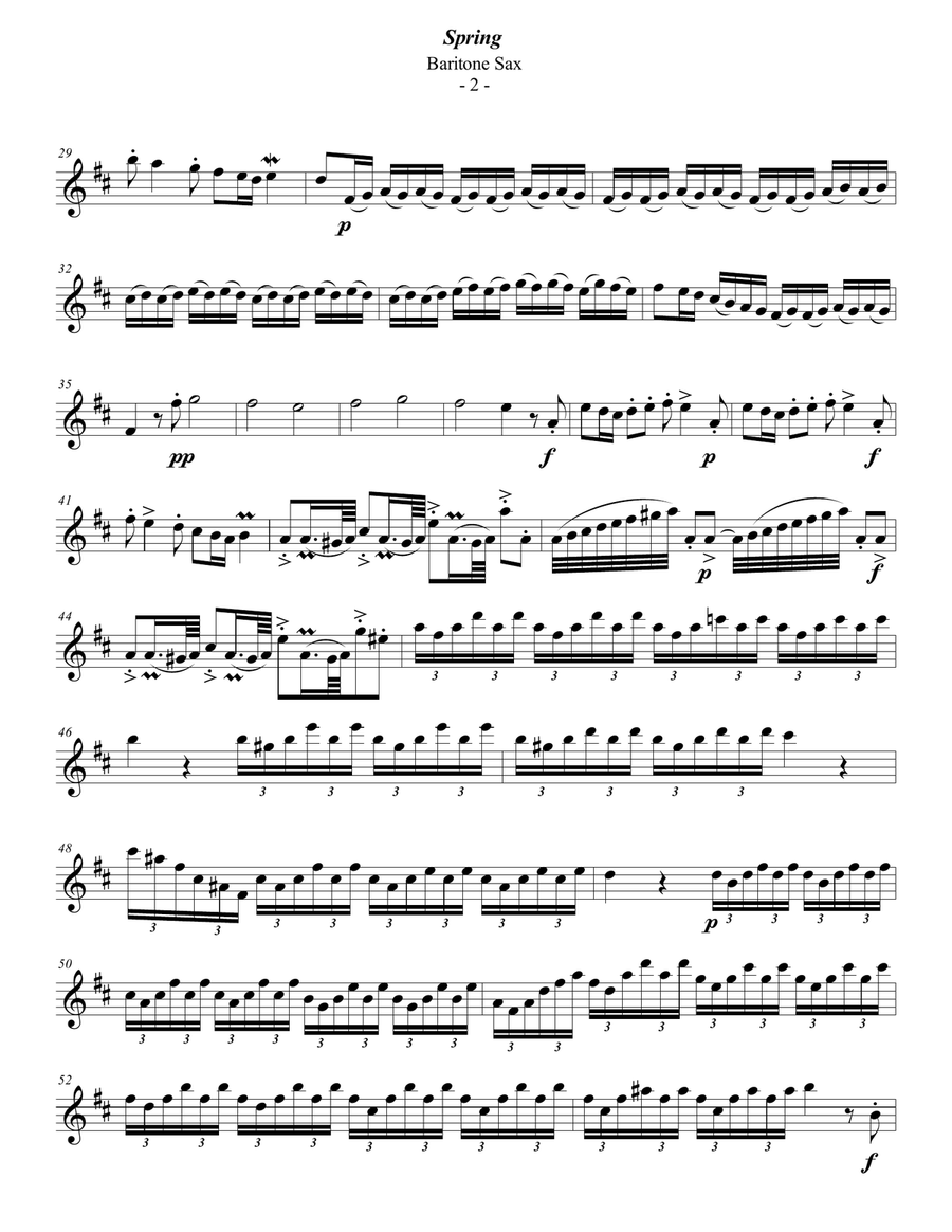 Vivaldi - The Four Seasons: Spring for Solo Baritone Sax Baritone Saxophone scores gallery preview page 2