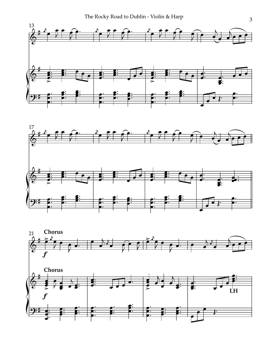 The Rocky Road to Dublin, Duet for Violin & Harp