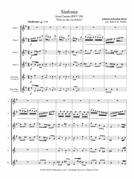 Sinfonia (from Non sa che sia dolore) for Flute Choir