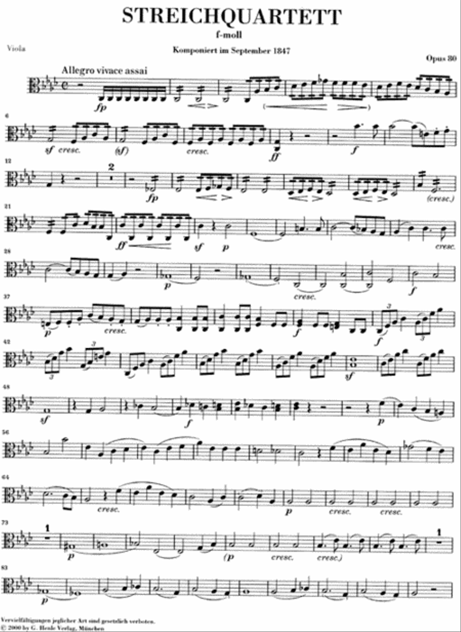 String Quartet F Minor Op. Posth. 80 String Quartet scores gallery preview page 4
