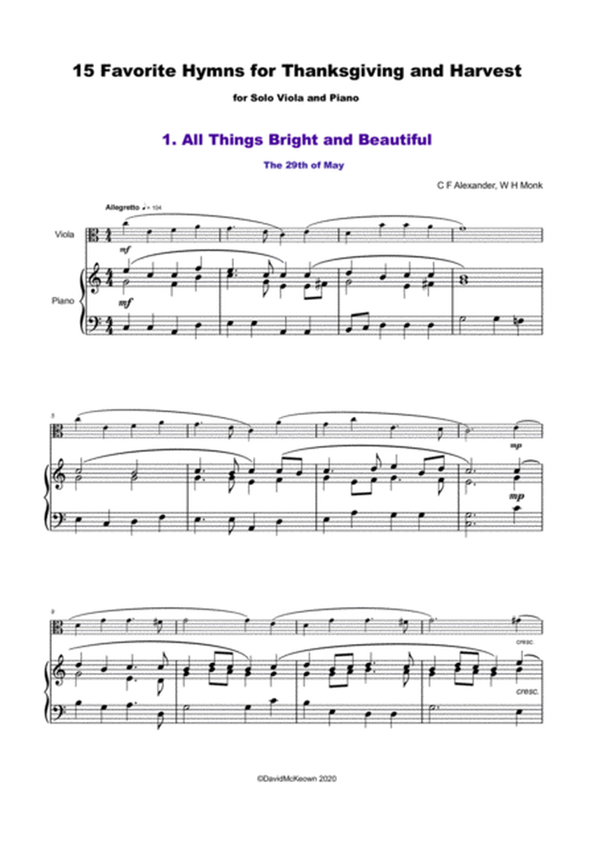 15 Favourite Hymns for Thanksgiving and Harvest for Viola and Piano