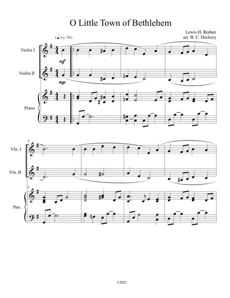 O Little Town of Bethlehem (Violin Duet) with piano accompaniment image number null