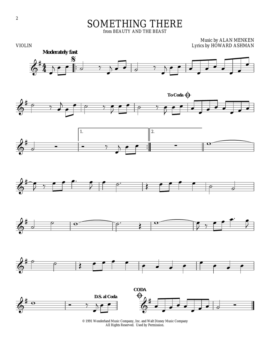 Something There (from Beauty And The Beast) Violin Solo scores gallery preview page 1