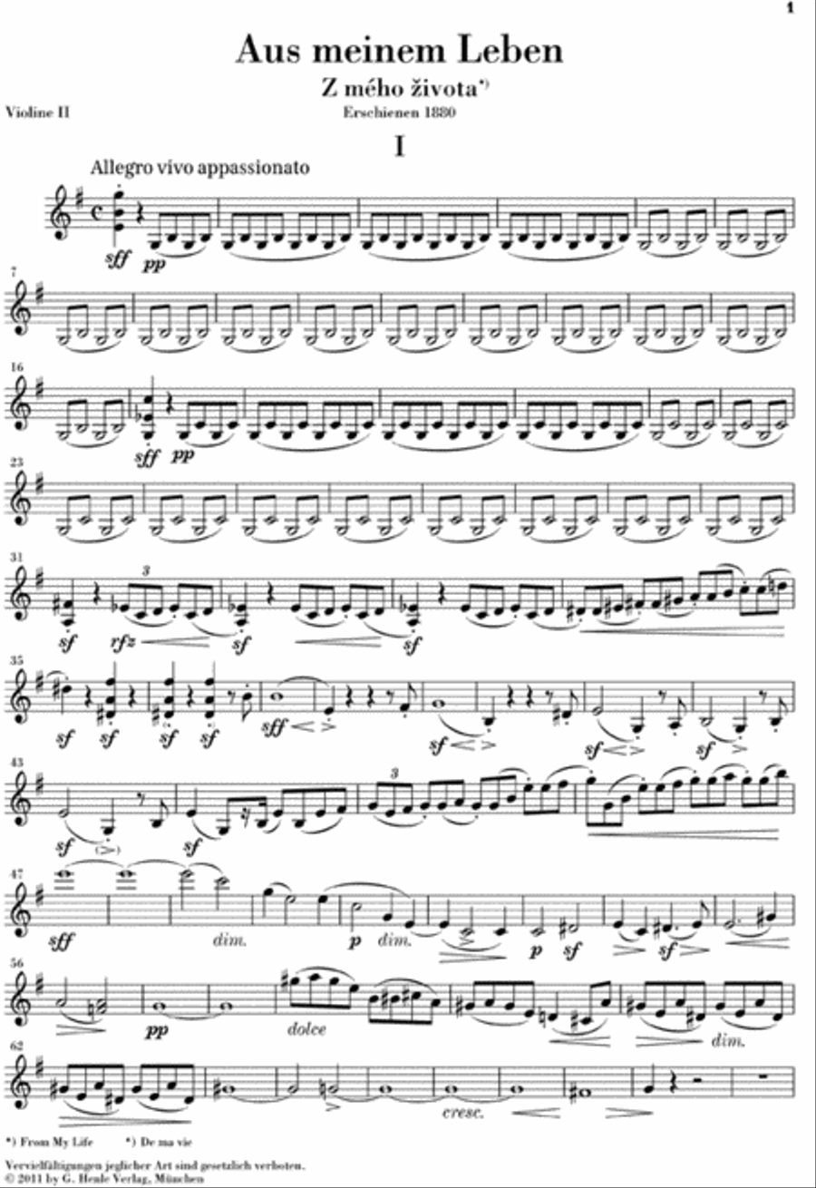 From My Life – String Quartet No. 1 in E Minor String Quartet scores gallery preview page 3