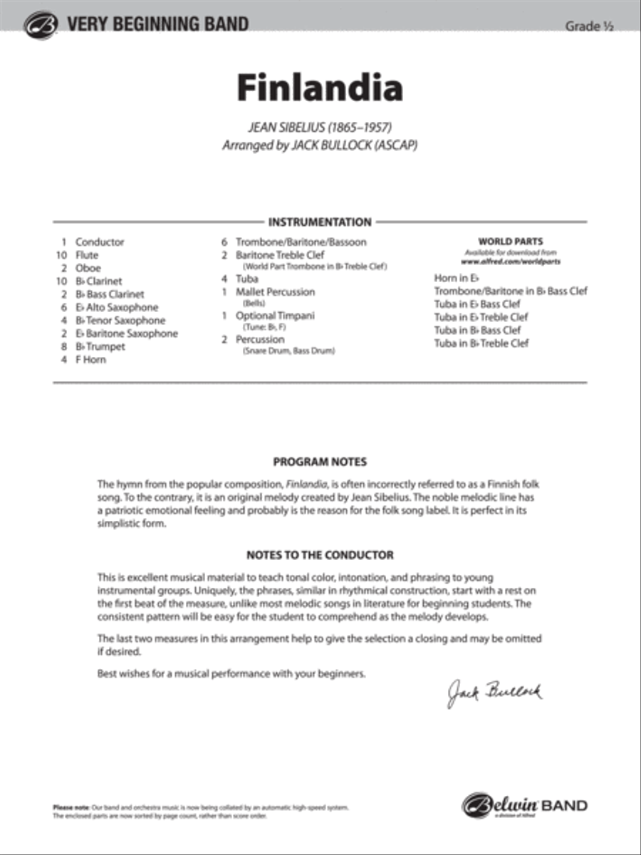 Finlandia: Score Concert Band scores gallery preview page 1