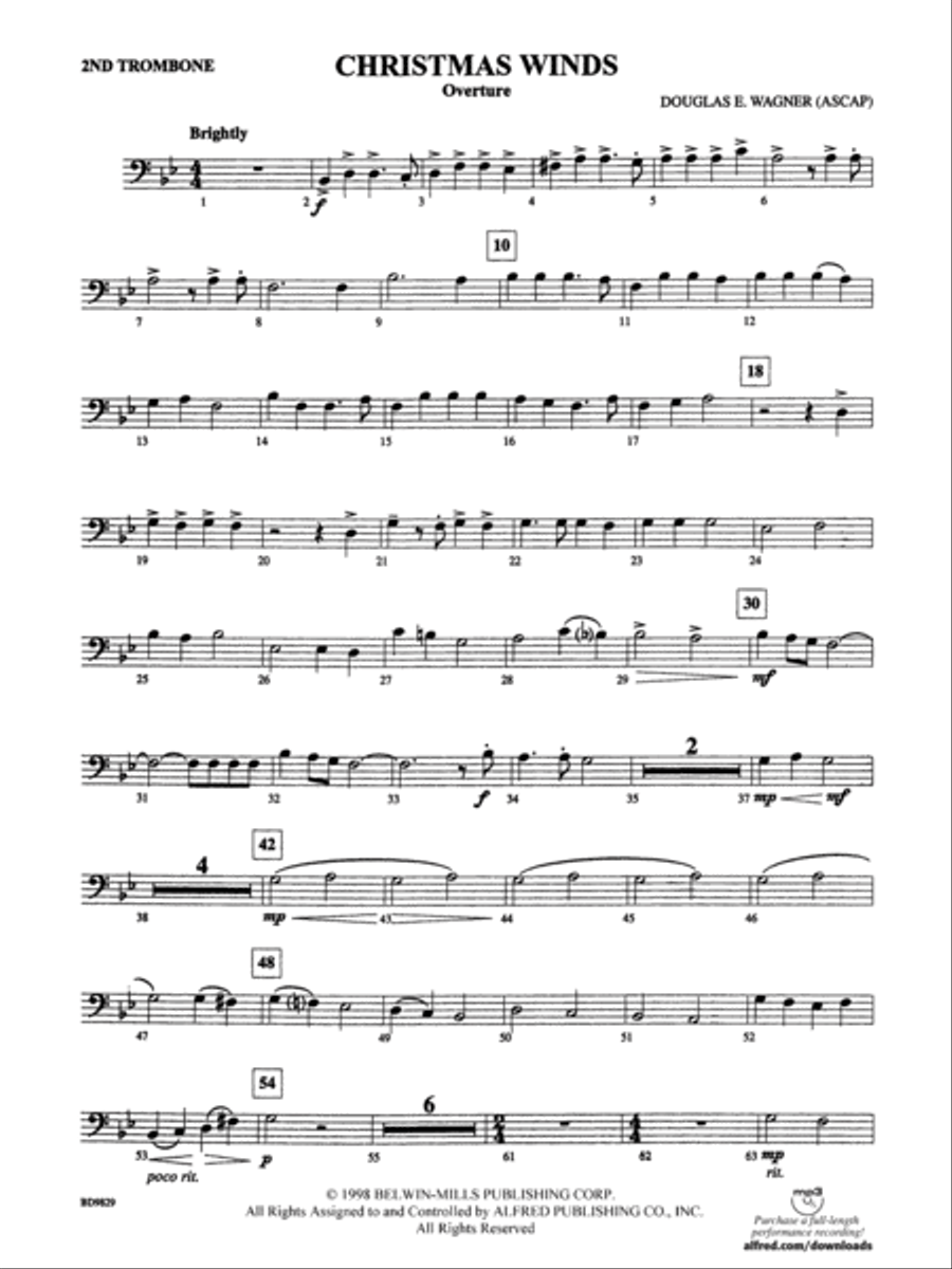 Christmas Winds (Overture): 2nd Trombone Concert Band scores gallery preview page 1