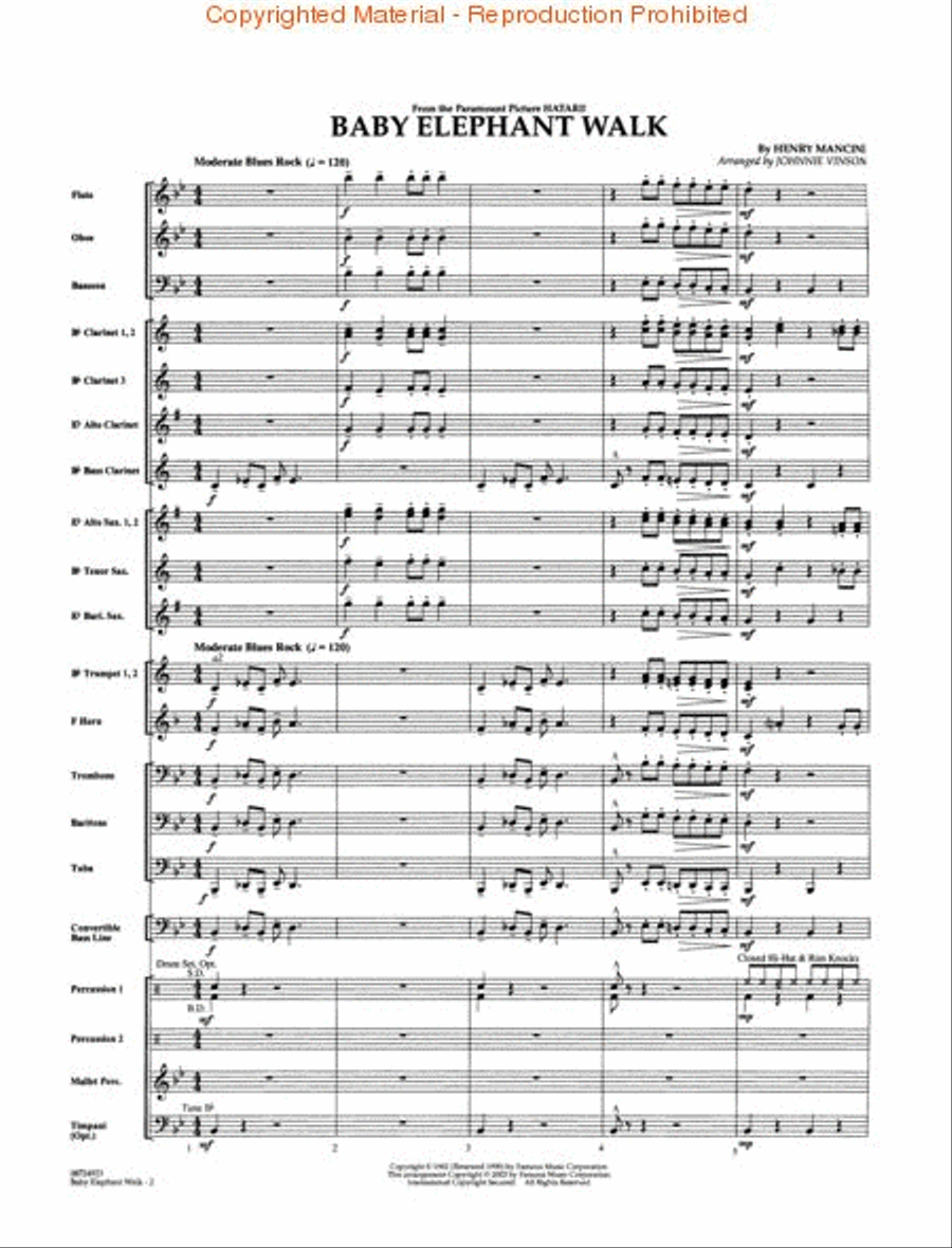 Baby Elephant Walk Concert Band scores gallery preview page 2