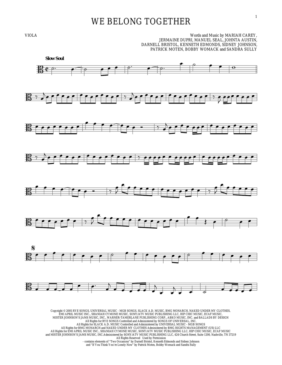 We Belong Together We Belong Together Viola Solo scores gallery preview page 1