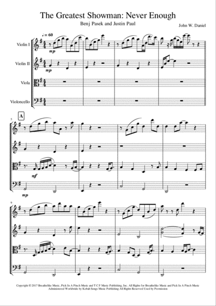 Never Enough String Quartet scores gallery preview page 1