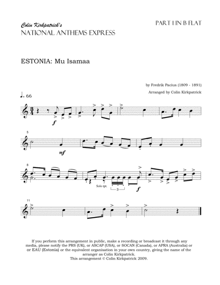 Estonia National Anthem: Mu Isamaa (My Fatherland) image number null