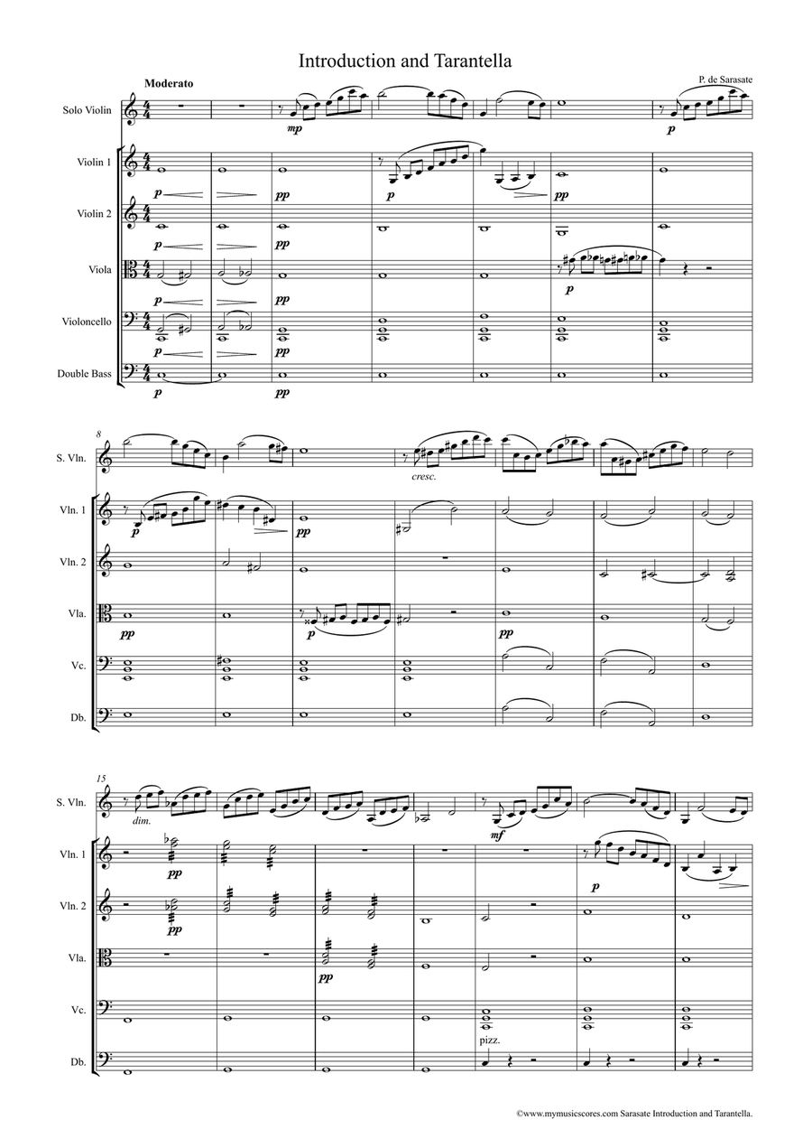 Sarasate Introduction and Tarantella for Violin and String Orchestra String Orchestra scores gallery preview page 2
