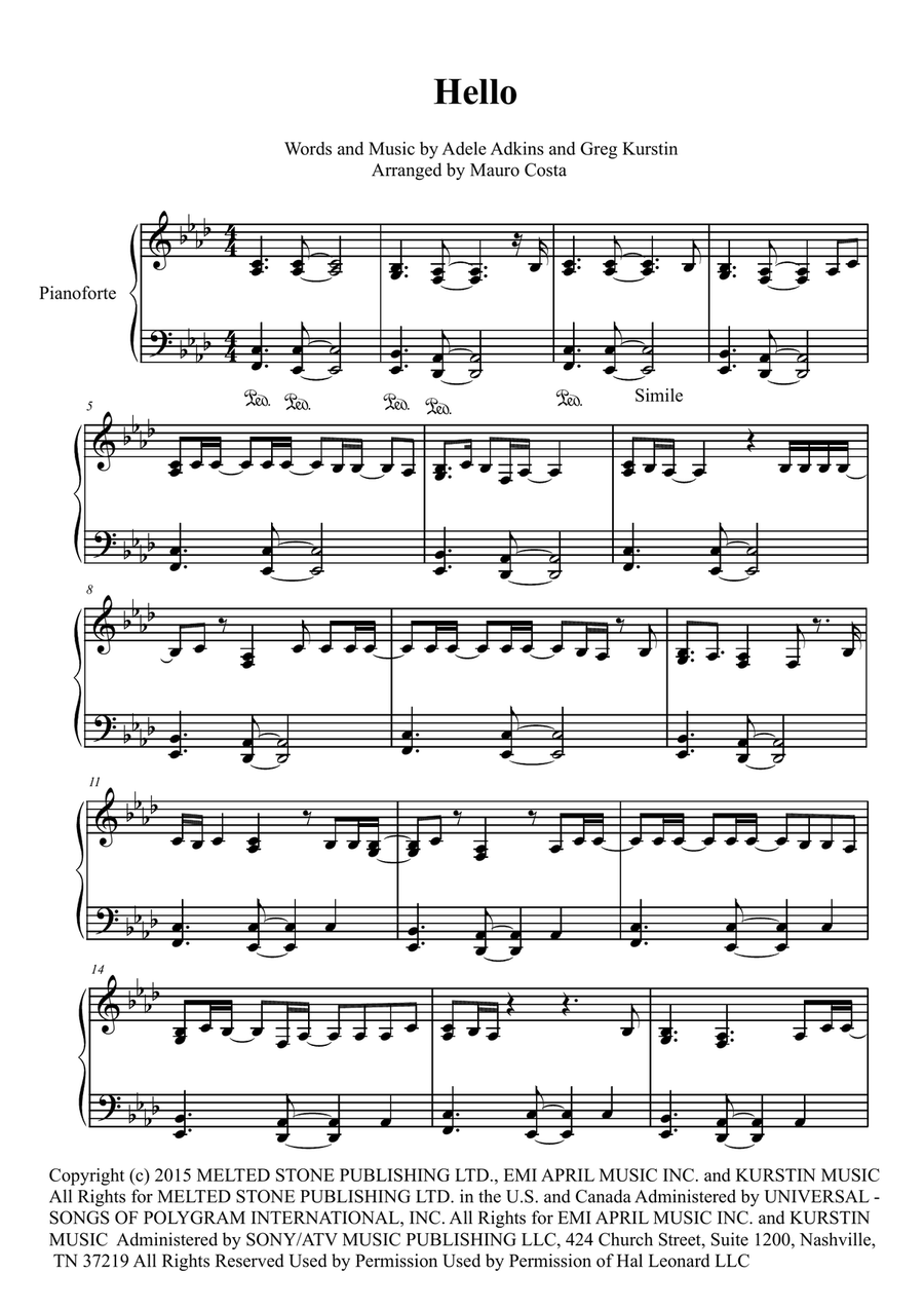 Hello Piano Solo scores gallery preview page 1