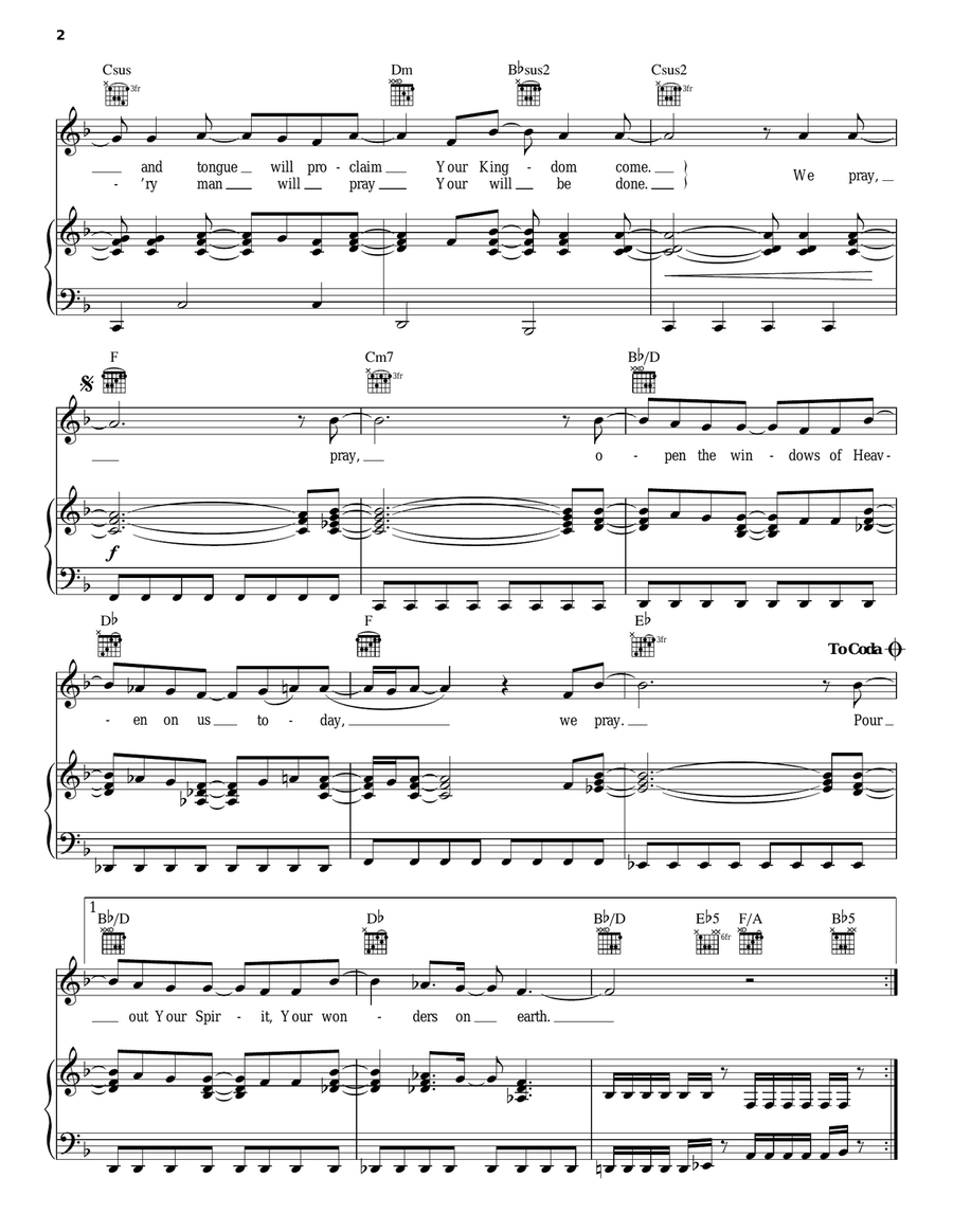 Pray Piano, Vocal, Guitar scores gallery preview page 2