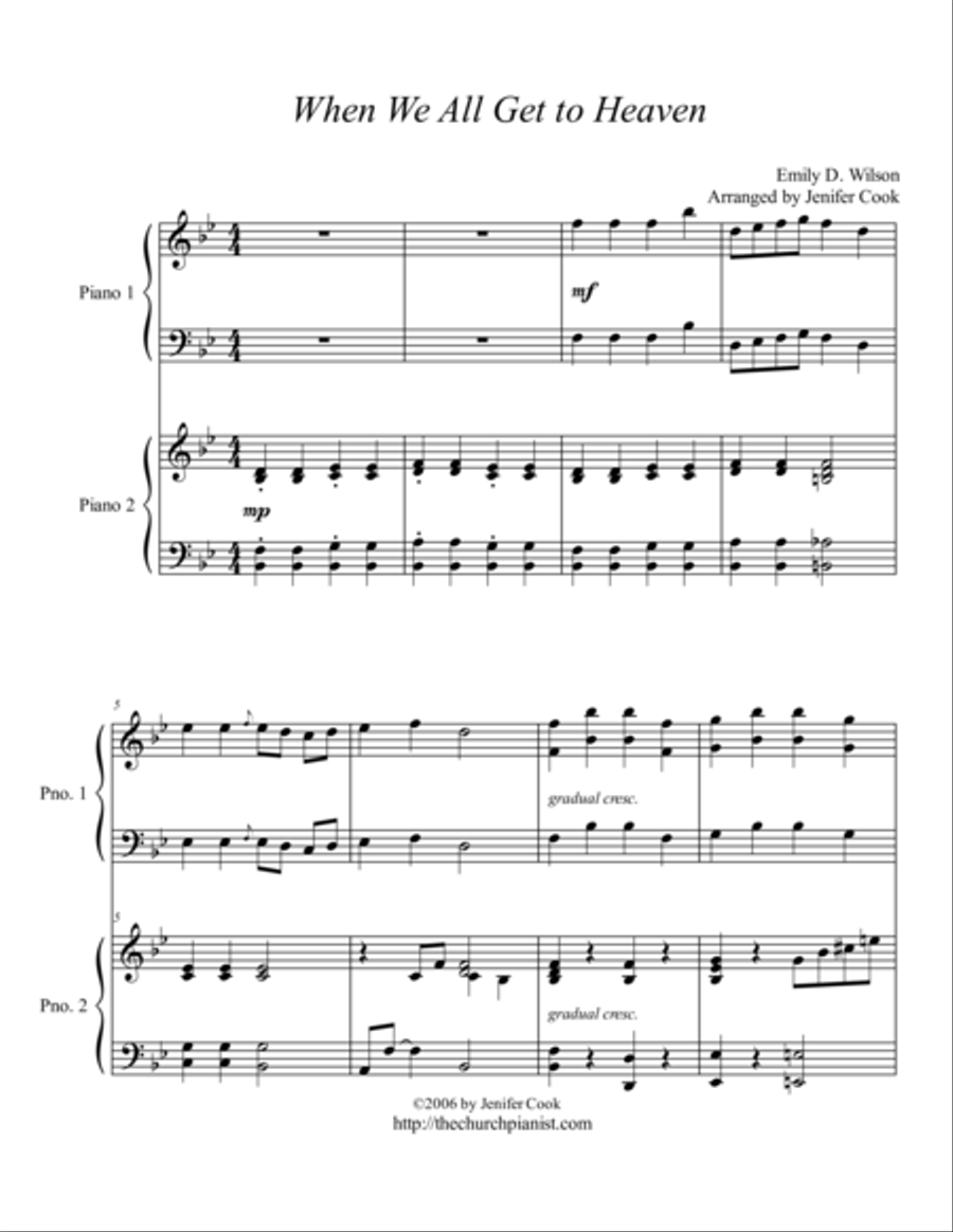 When We All Get to Heaven 2 Pianos, 4-Hands scores gallery preview page 1