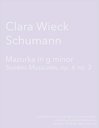 Book cover for Mazurka in G Minor, op. 6 no. 3