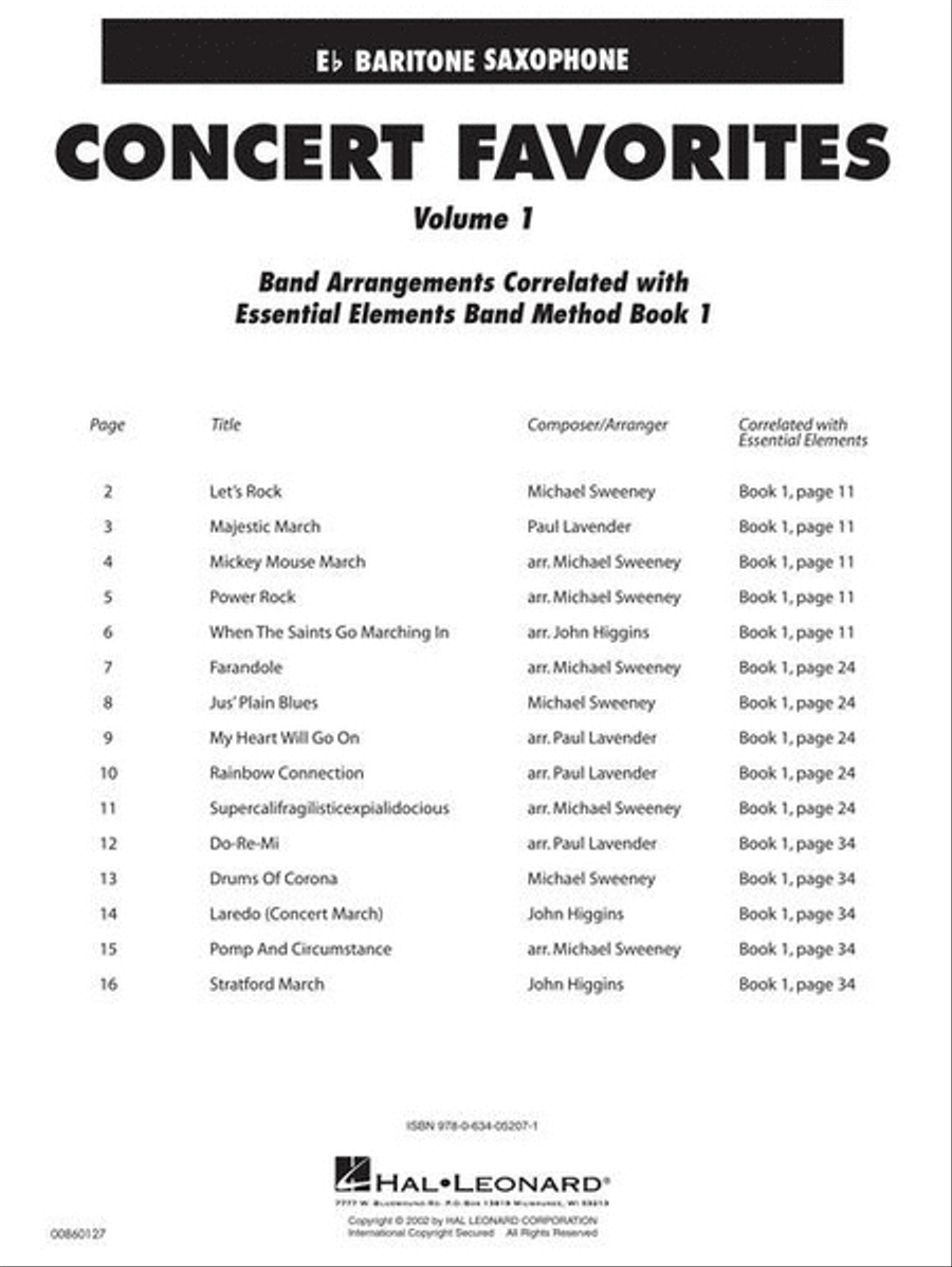 Concert Favorites Vol. 1 – Eb Baritone Sax