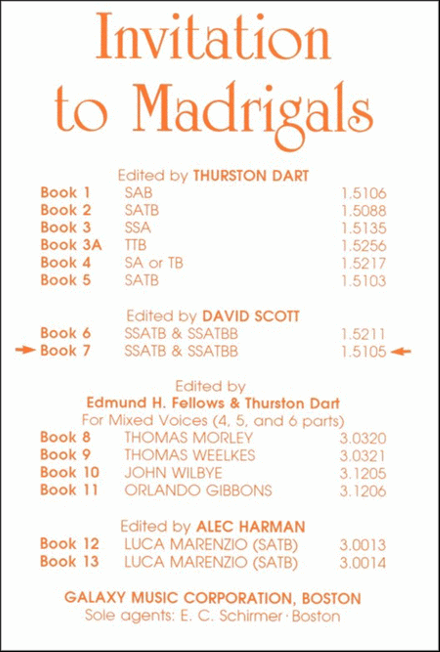 Invitation to Madrigals, Book 7 SSATB scores gallery preview page 1