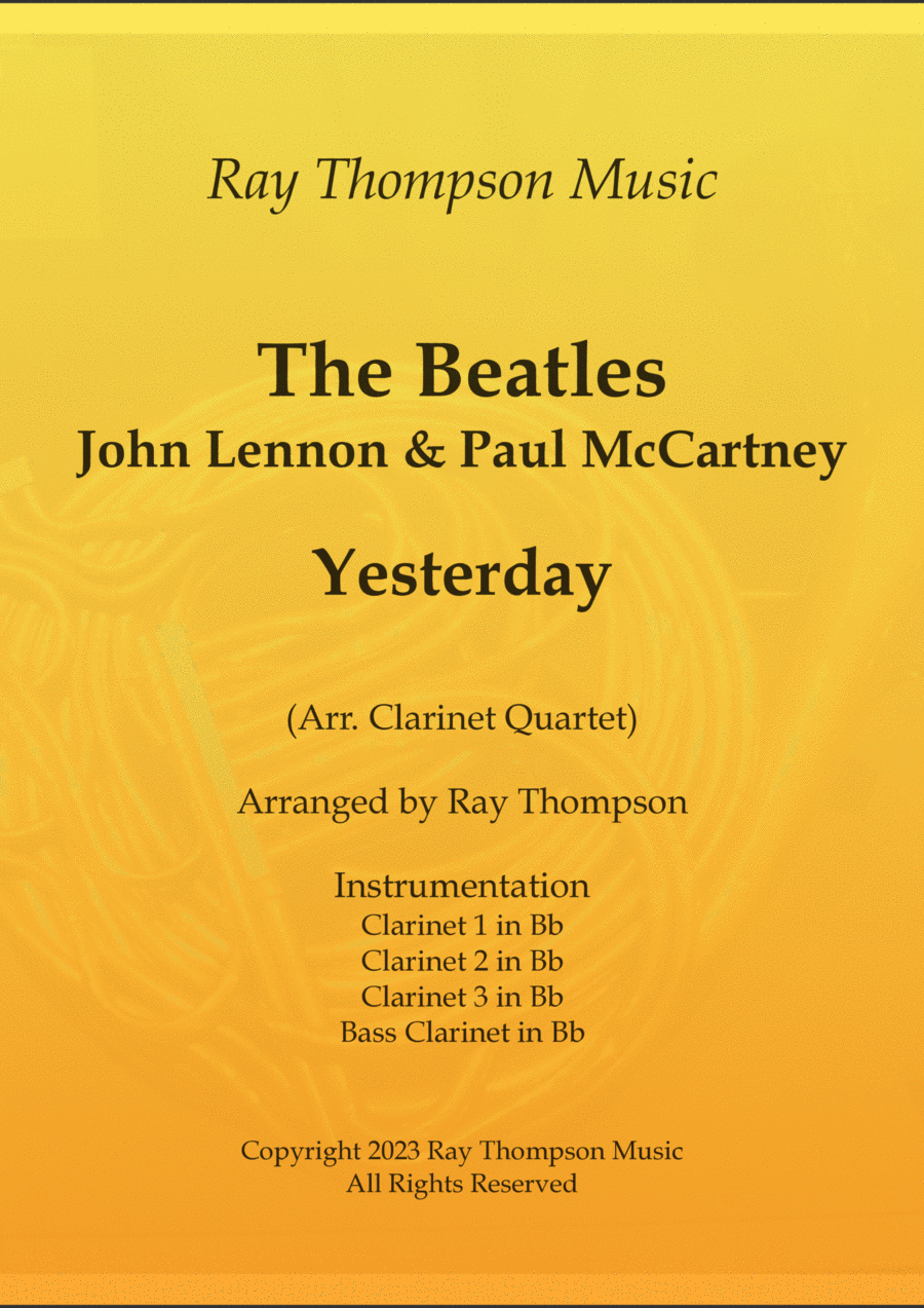 Yesterday Clarinet Quartet scores gallery preview page 1