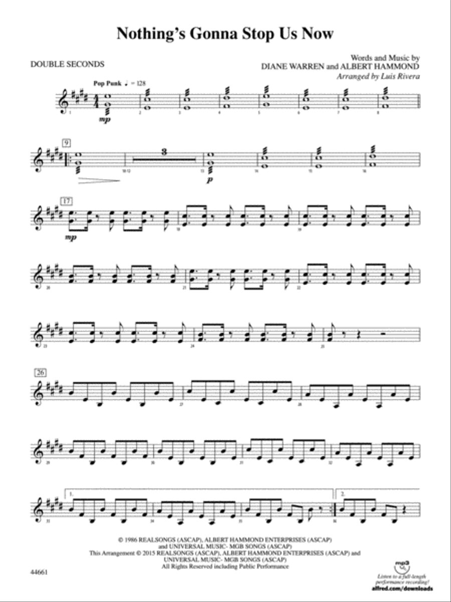 Nothing's Gonna Stop Us Now: 3rd Percussion Percussion scores gallery preview page 1
