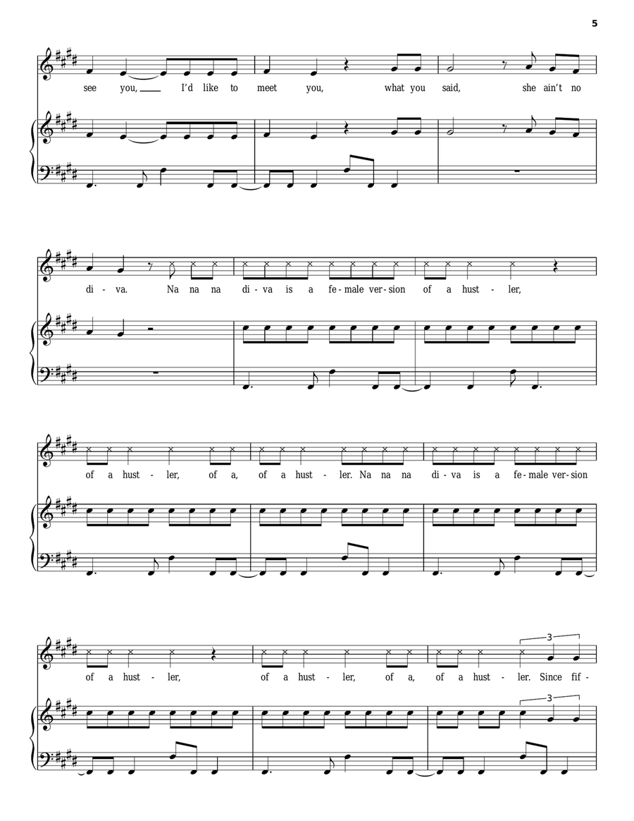 Diva Piano, Vocal, Guitar scores gallery preview page 5