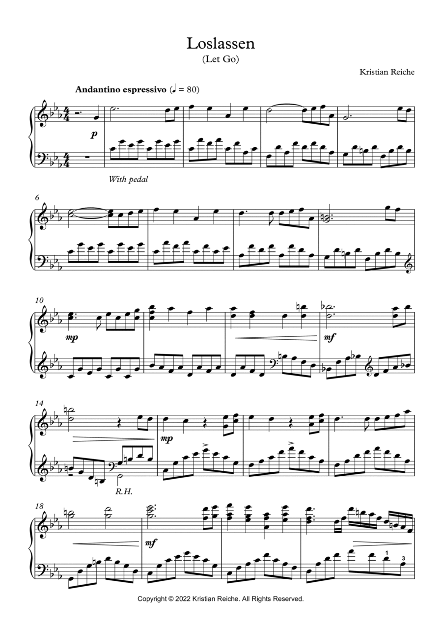 Loslassen (Let Go) Loslassen (Let Go) Piano Solo scores gallery preview page 1