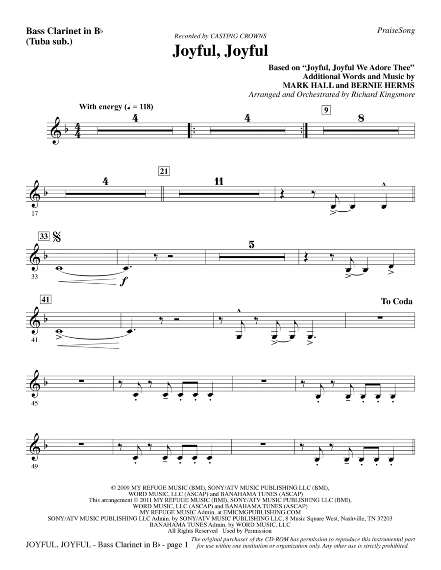 Joyful, Joyful - Bass Clarinet (sub. Tuba)